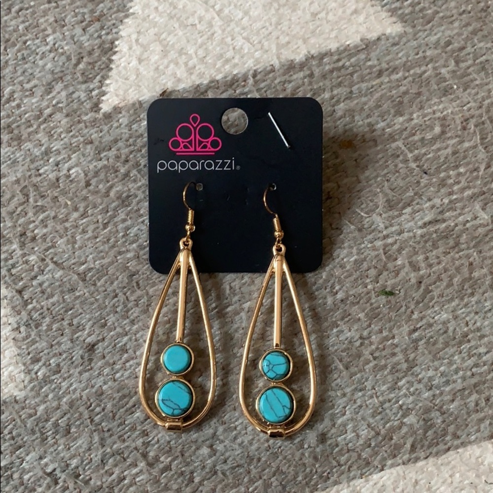 Turquoise and gold tear drop earrings